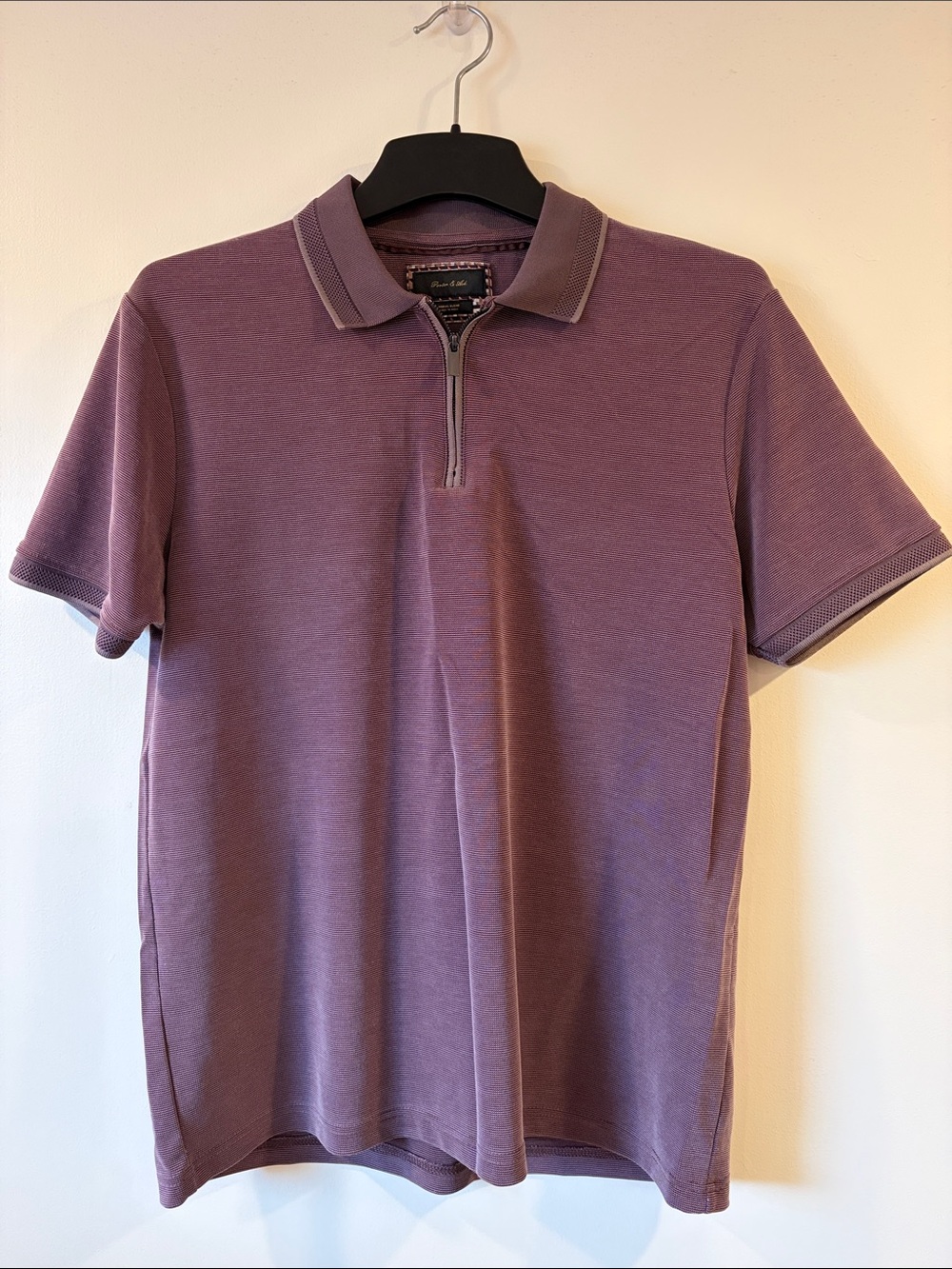 Men's Short Sleeve Half-Zip Polo in Dusty Purple